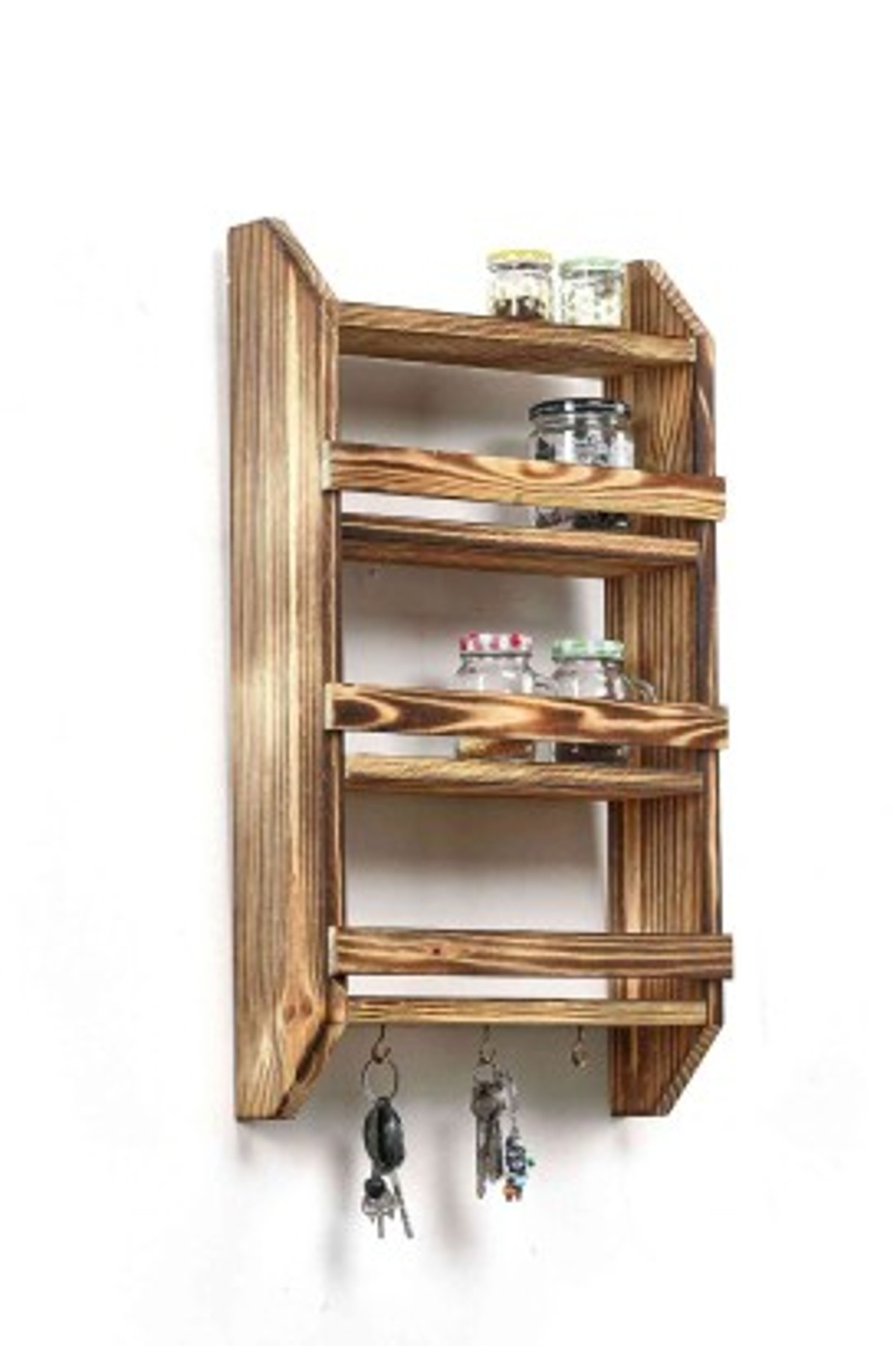Teomi Collection Home Ahşap 3 Katlı Asma Kancalı Baharatlık Terek