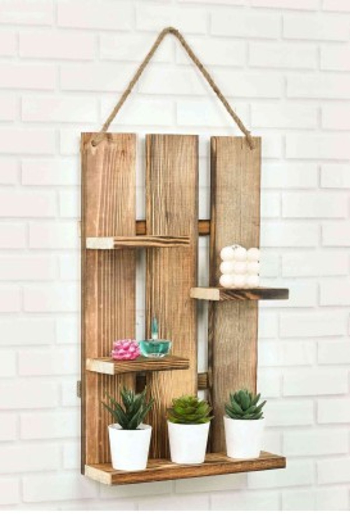 Teomi Collection Home Ahşap 3 Katlı Şaşırtmalı Raf