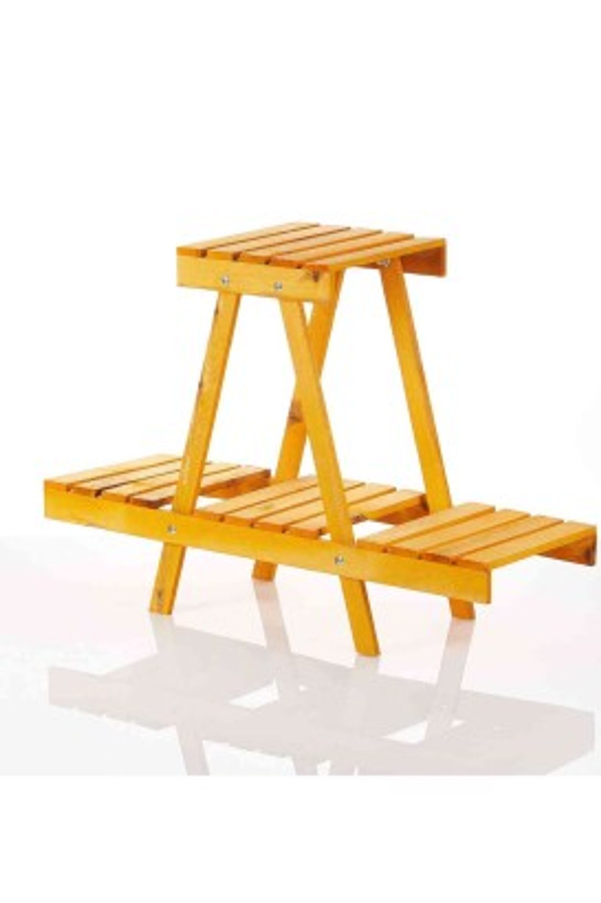 Teomi Collection Home Ahşap Çiçeklik Saksı Standı Sarı