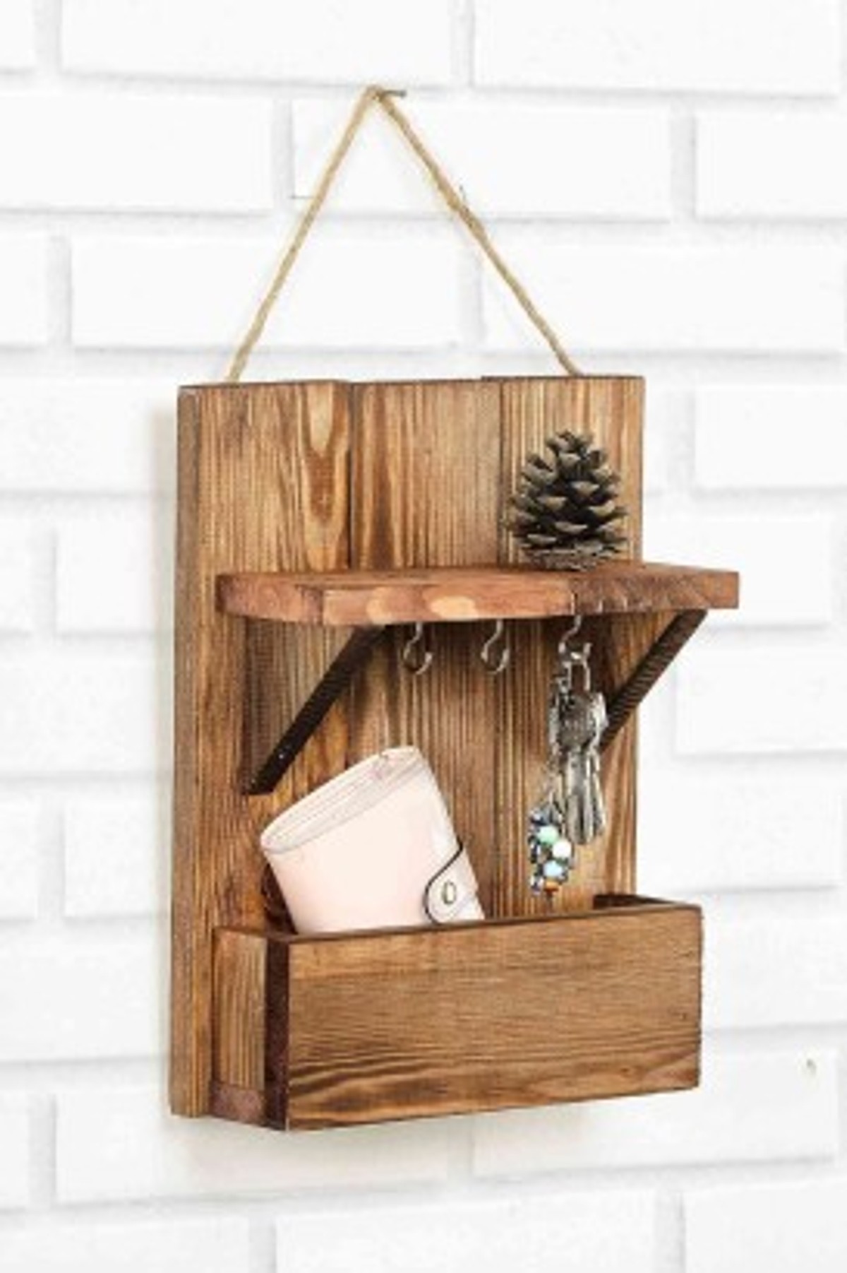 Teomi Collection Home Ahşap Dekoratif Cepli Anahtarlık Ceviz
