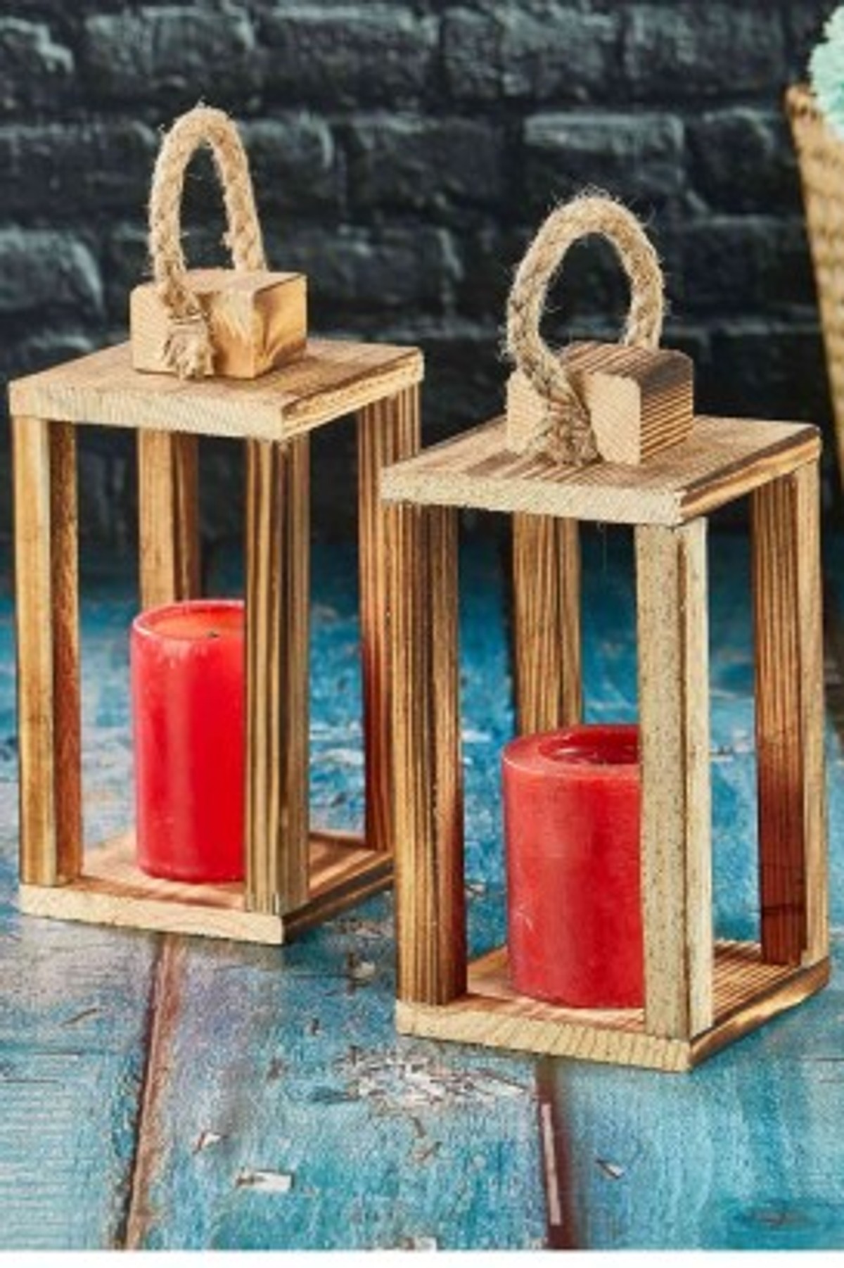 Teomi Collection Home Ahşap Mini Fener Mumluk