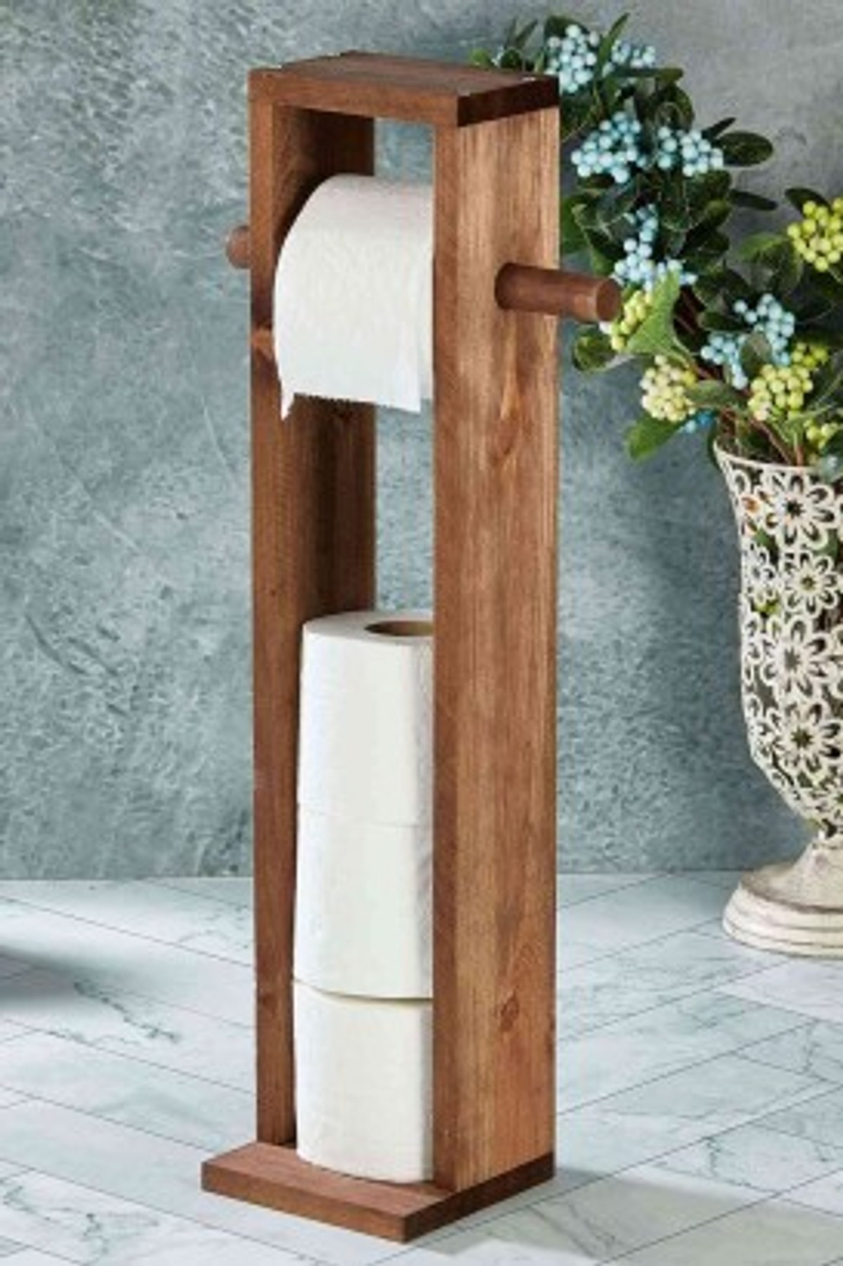 Teomi Collection Home Ahşap Yedekli Tuvalet Kağıtlık Kahverenrengi