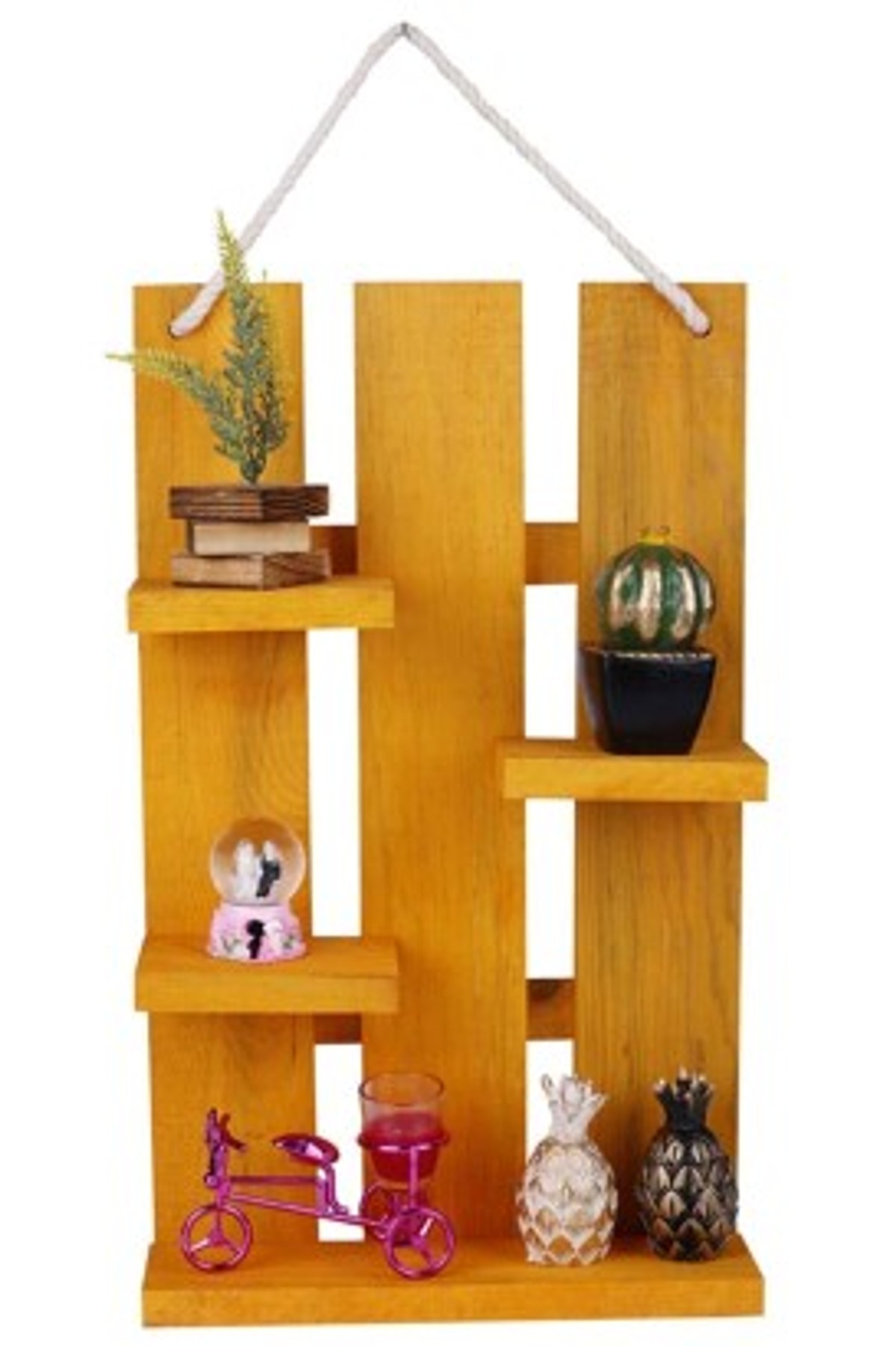 Teomi Collection Home Dekoratif Ahşap Çit Anahtarlık Sarı