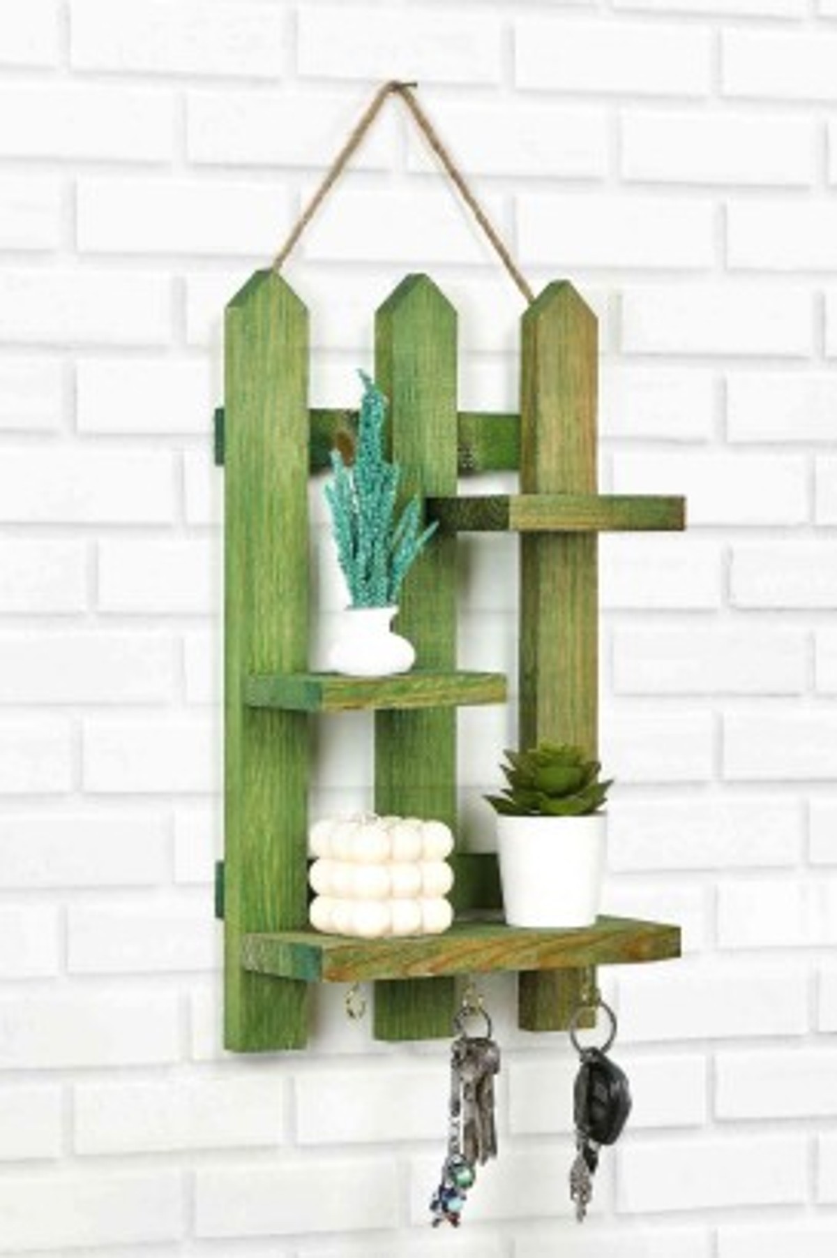 Teomi Collection Home Dekoratif Ahşap Çit Anahtarlık Yeşil